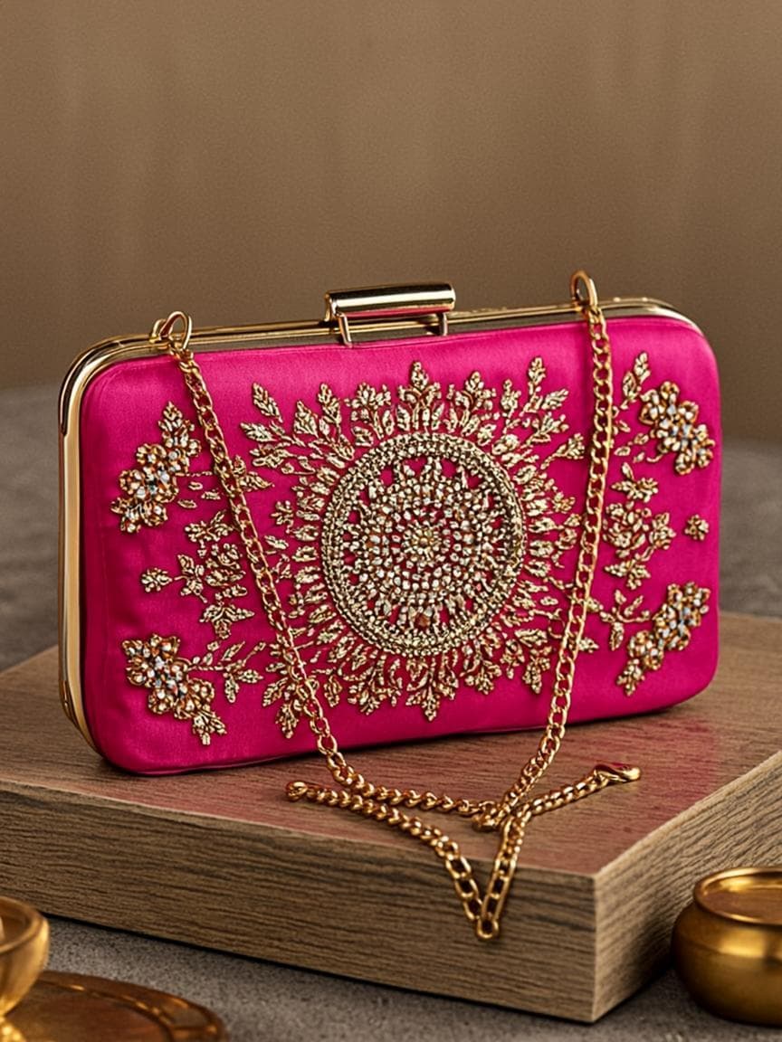 Embellished Box Clutch - Handbag at House of Radhya Kharar