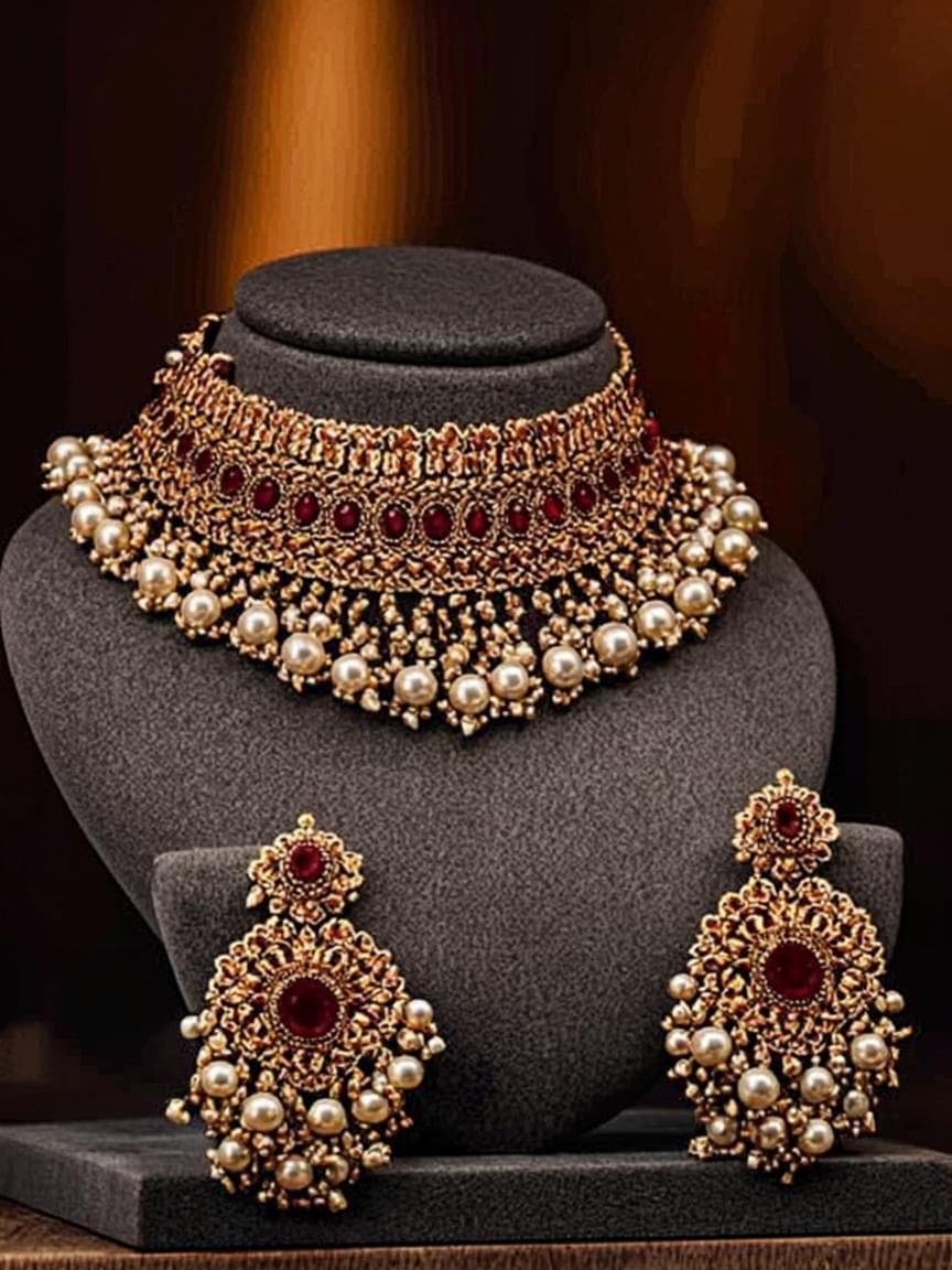 Royal Kundan Choker Set - Kundan Jewelry at House of Radhya Kharar